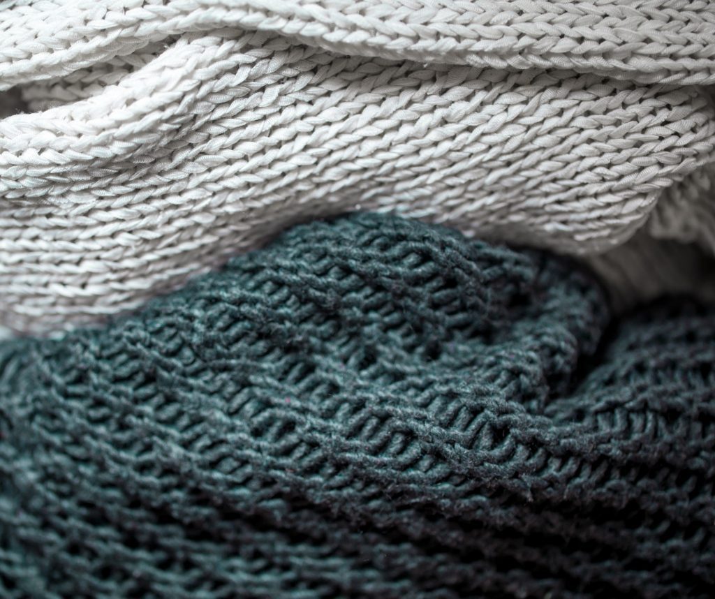 the warm texture of the fabrics close up