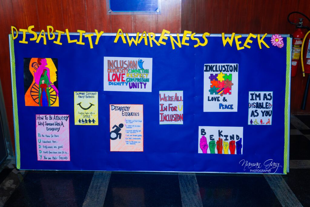 Disability Awards Week board with different pictures showcasing disability